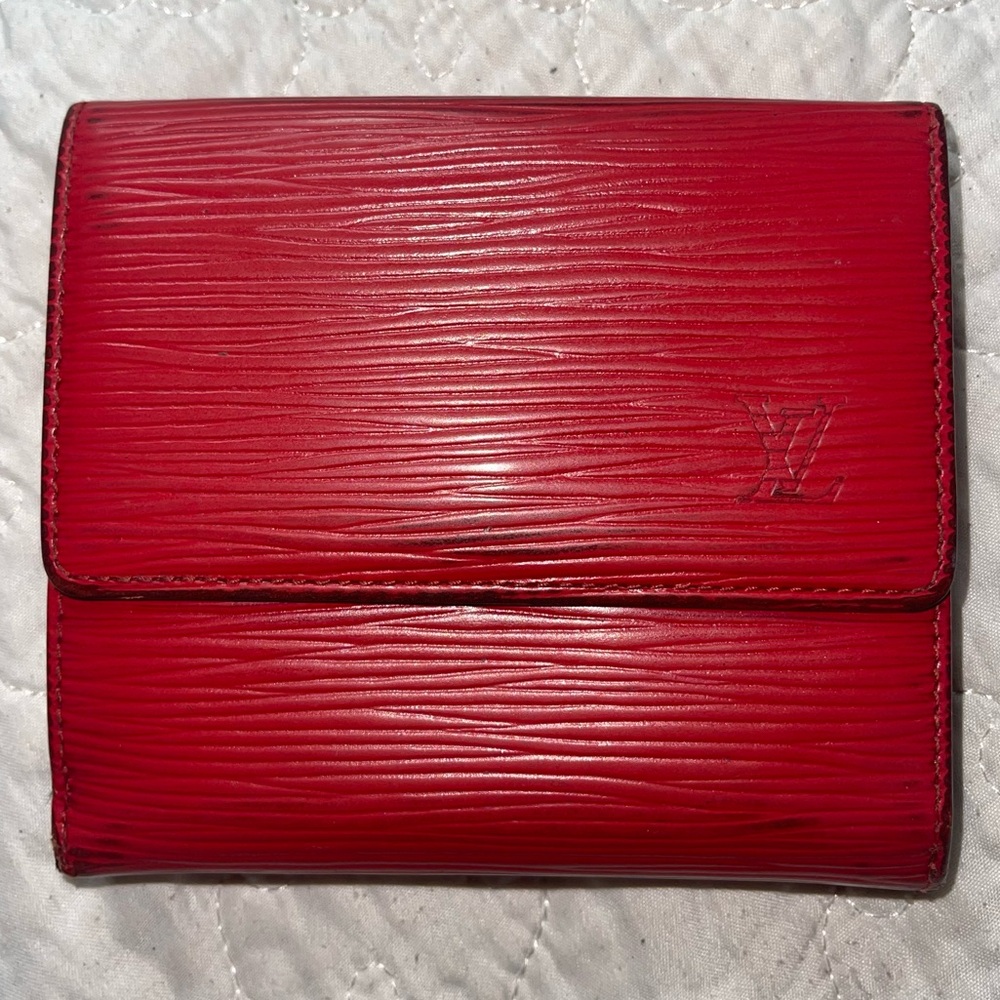 Authentic Louis Vuitton LV Red Epi Leather Bifold Snap Wallet